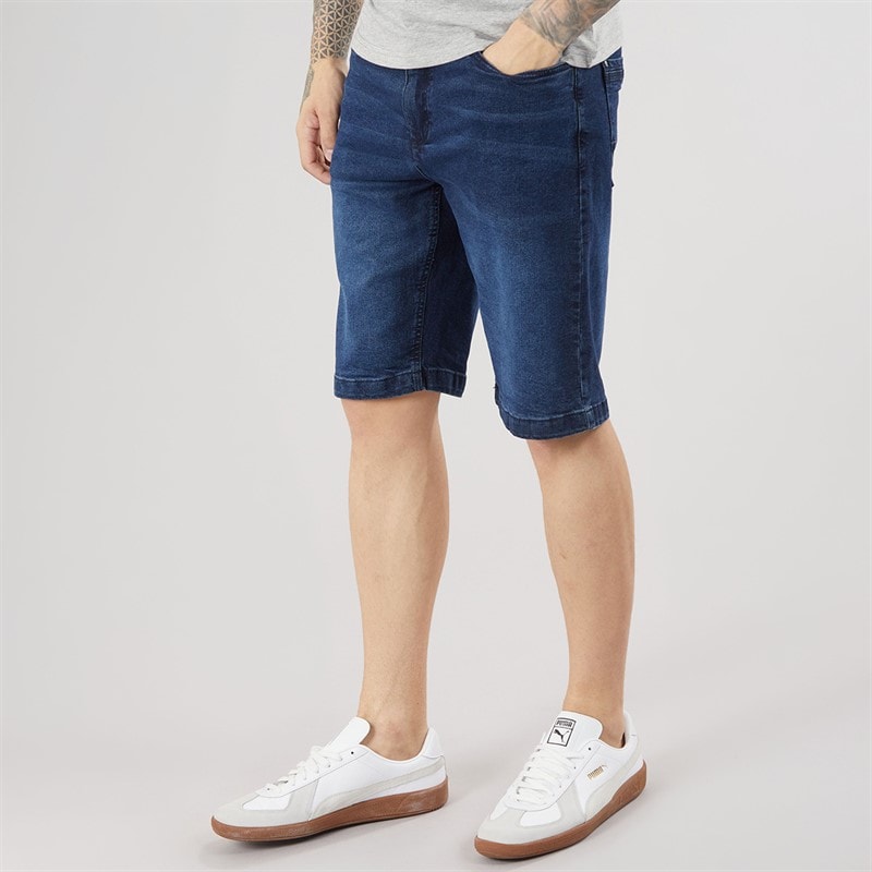 Crosshatch Mens Kamaline Denim Shorts Dark Wash