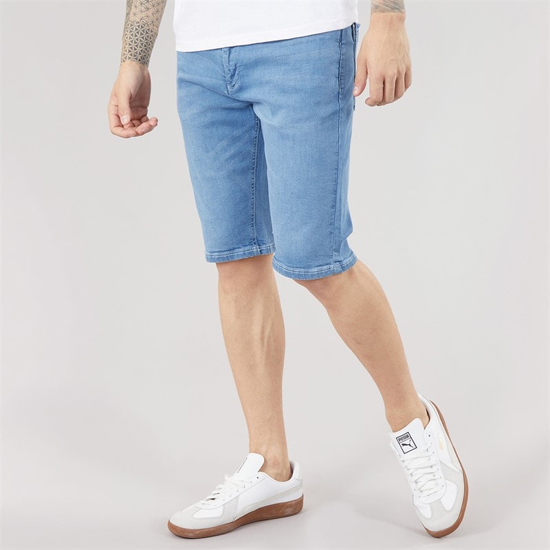 Crosshatch Mens Hammersmith Denim Shorts Light Wash