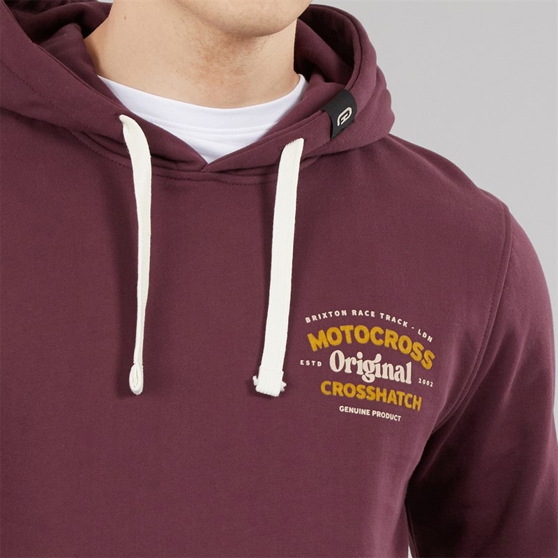 Crosshatch Mens Motocross Hoodie Wine - Image 3