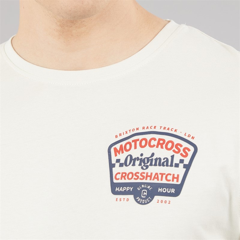 Crosshatch Mens Motocross T-Shirt Off White - Image 3
