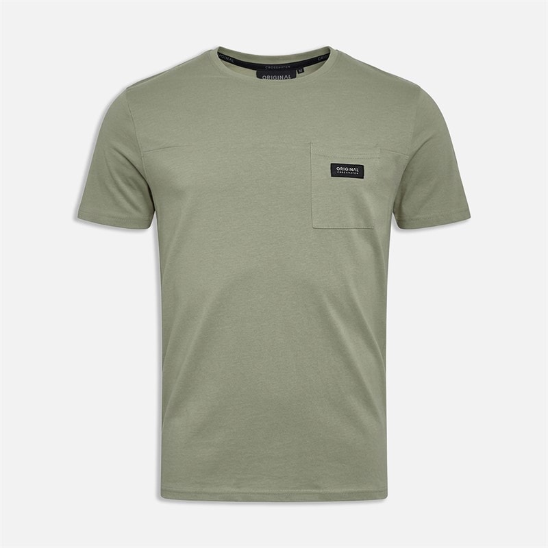 Crosshatch Mens Backdrafts T-Shirt Light Olive - Image 1