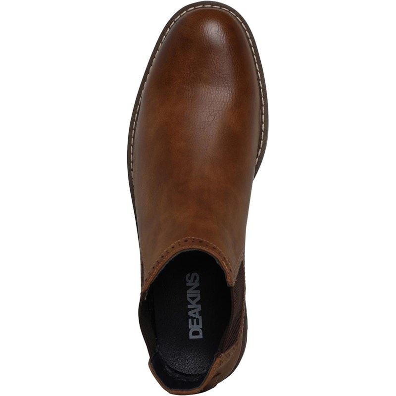 Deakins Mens Eastside Brogue Chelsea Boots Tan - Image 4