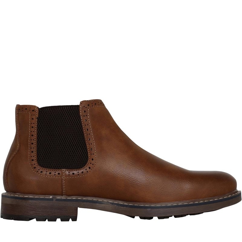 Deakins Mens Eastside Brogue Chelsea Boots Tan - Image 5
