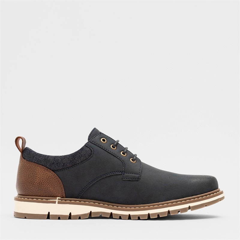 Deakins Mens Cambridge Shoes Navy/Tan - Image 3