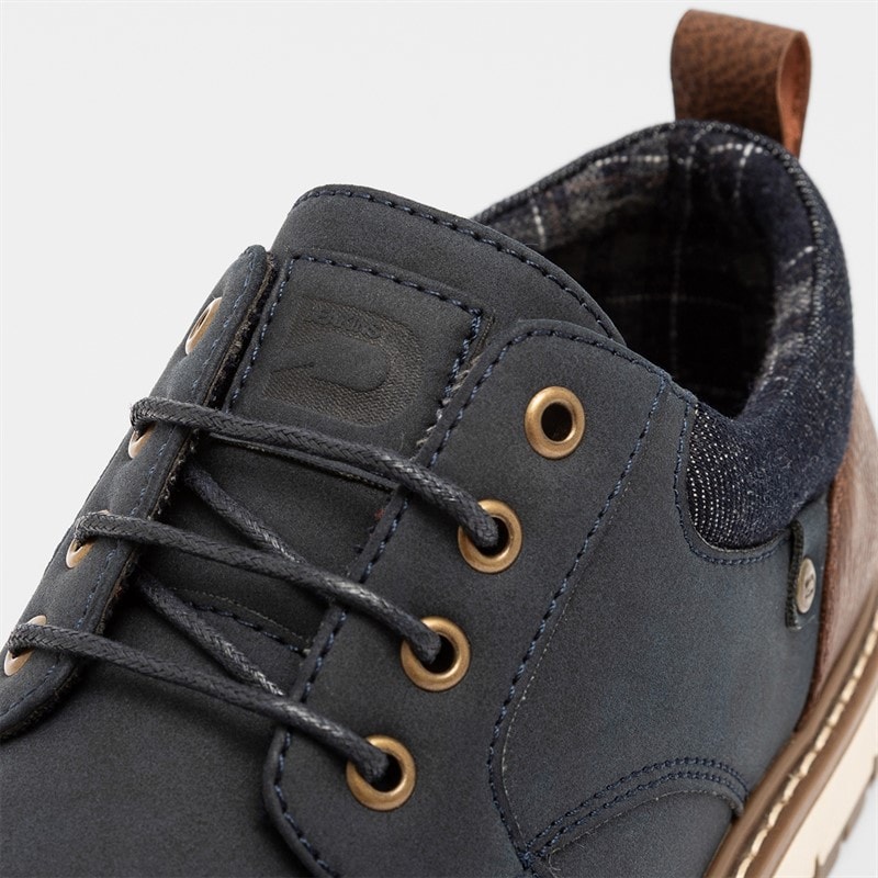 Deakins Mens Cambridge Shoes Navy/Tan - Image 4