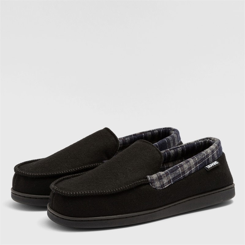 Deakins Mens Ryder Moccasin Slippers Black - Image 1