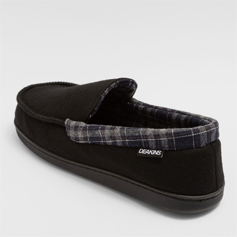 Deakins Mens Ryder Moccasin Slippers Black - Image 3