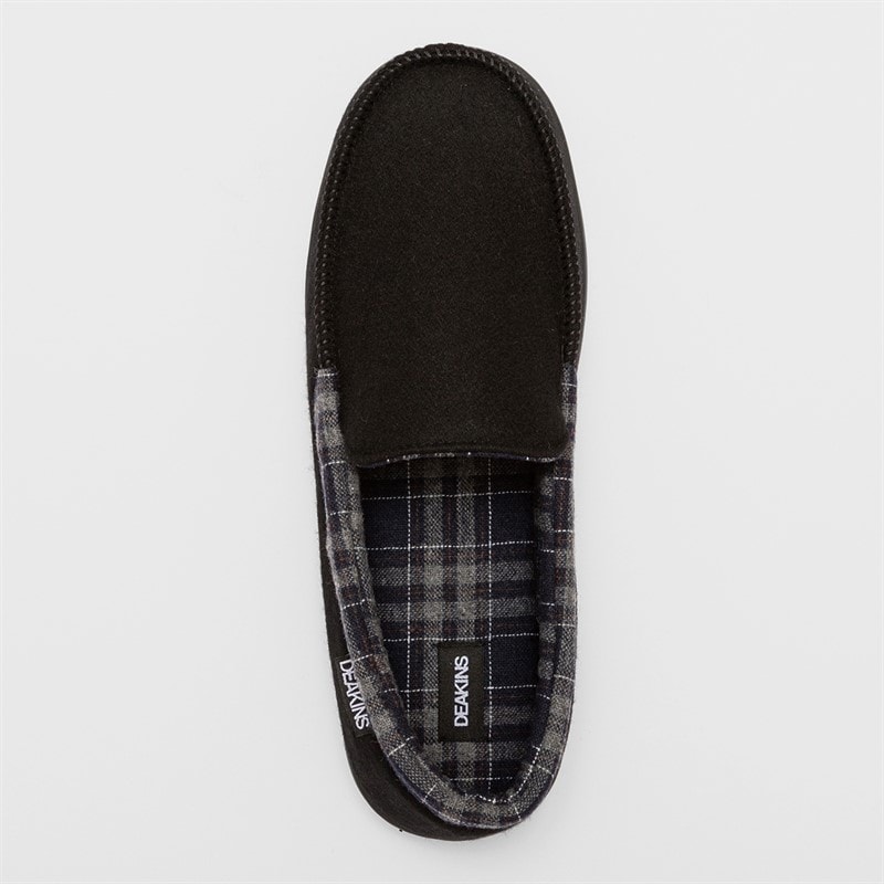 Deakins Mens Ryder Moccasin Slippers Black - Image 4
