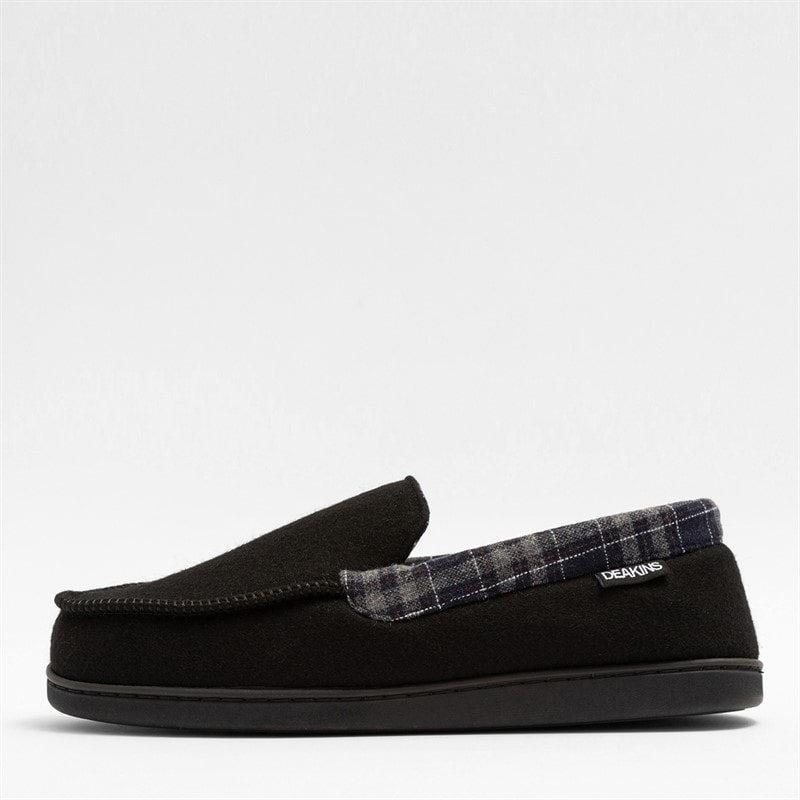 Deakins Mens Ryder Moccasin Slippers Black - Image 5