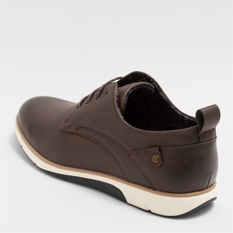 Deakins Mens Aiden Shoes Chocolate Brown PU - Image 3