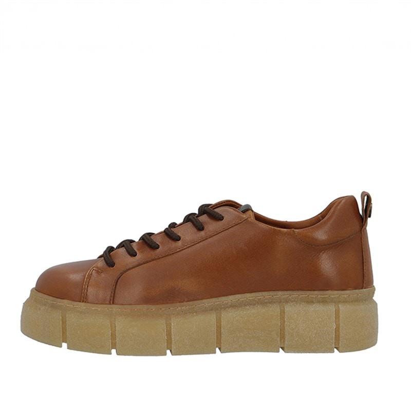 Ca'Shott Womens Casflora Long Lace Shoes Leather Cognac - Image 1