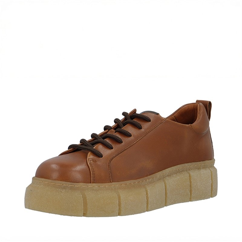 Ca'Shott Womens Casflora Long Lace Shoes Leather Cognac - Image 3