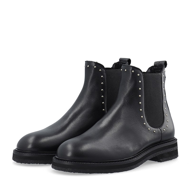 Ca'Shott Womens Casbetty Chelsea Boots W. Rivets Leather Black - Image 4