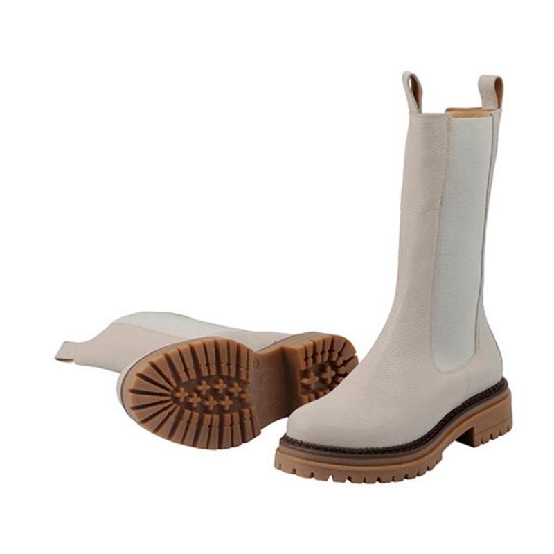Ca'Shott Womens Cashannah Chelsea Boots High Cut Leather Picasso Beige - Image 2