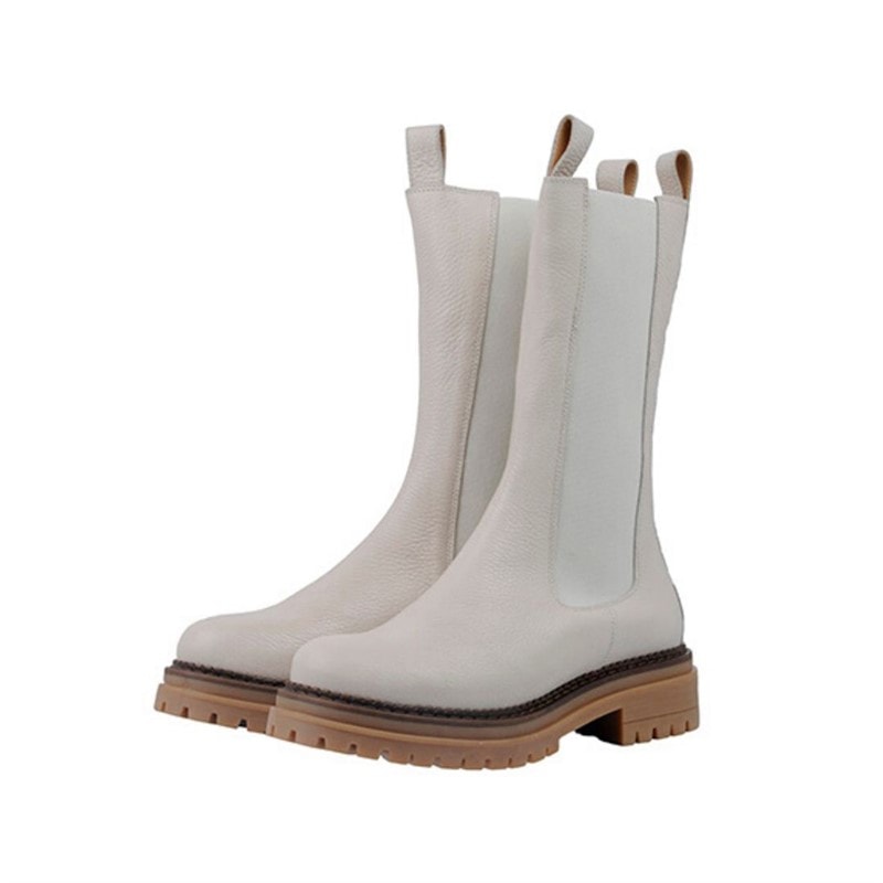Ca'Shott Womens Cashannah Chelsea Boots High Cut Leather Picasso Beige - Image 3
