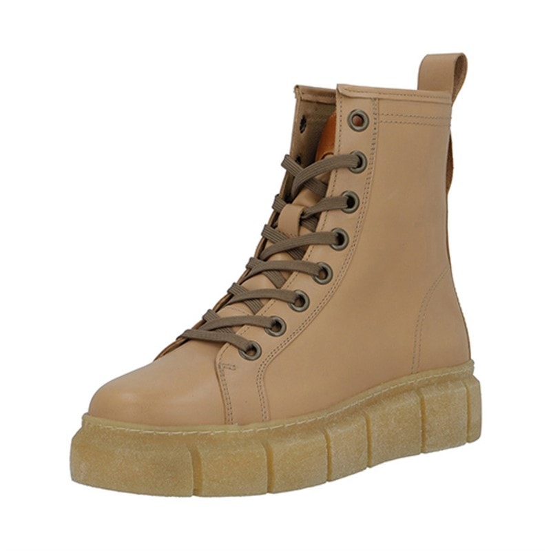 Ca'Shott Womens Casflora Lace Boots Leather Beige - Image 3