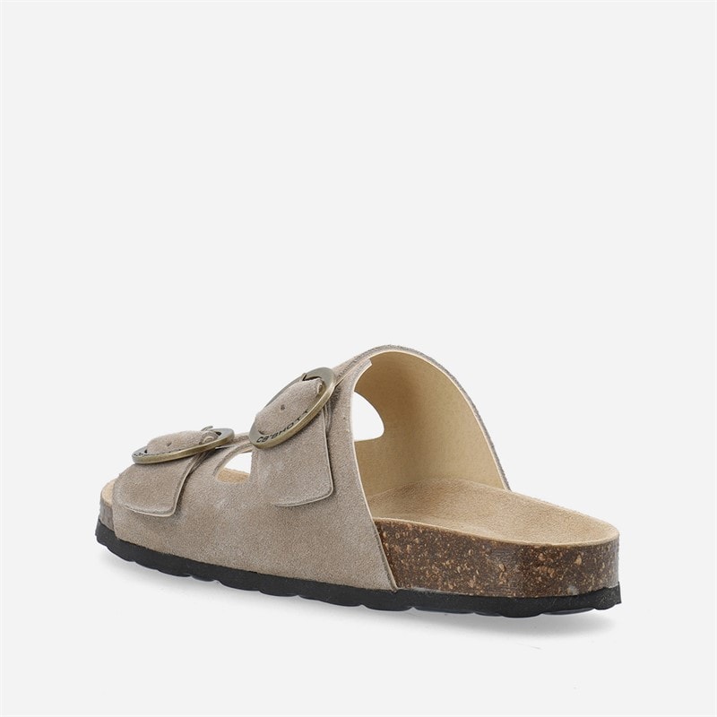 Ca'Shott Womens Cashelle Two Buckle Suede Slide Sandals Taupe - Image 3