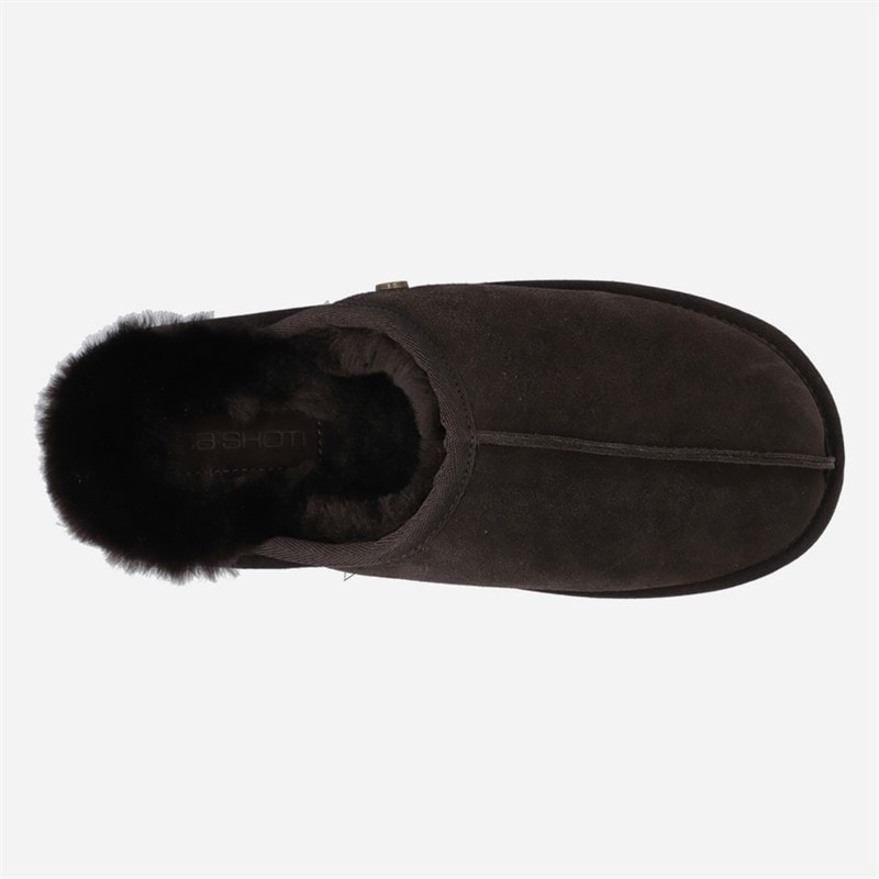 Ca'Shott Womens Caslynn Home Suede Slippers Dark Brown - Image 4
