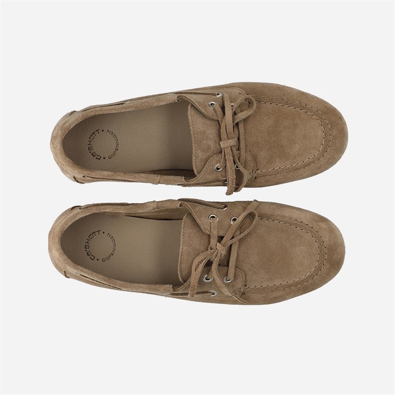 Ca'Shott Womens Cascille Suede Boat Shoes Sand - Image 4