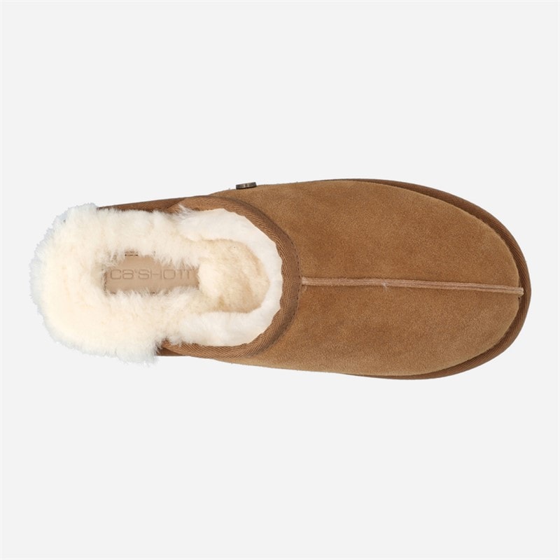 Ca'Shott Womens Caslynn Home Suede Slippers Tan - Image 4