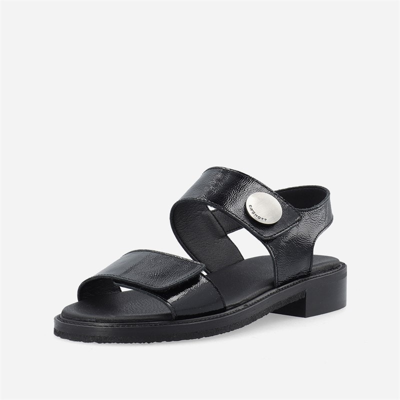 Ca'Shott Womens Casgrace Velcro Patent Sandals Black - Image 2