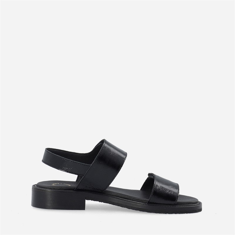 Ca'Shott Womens Casgrace Velcro Patent Sandals Black - Image 5