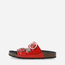 Ca'Shott Womens Cashelle Two Buckle Slide Patent Leather Sandals Red