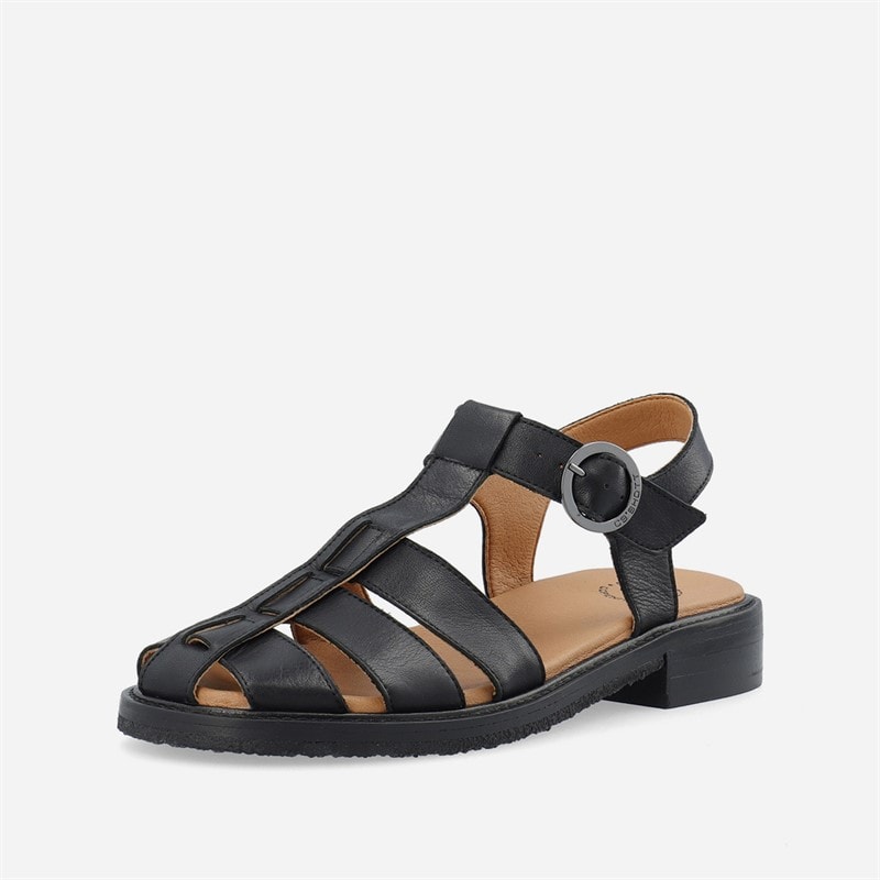 Ca'Shott Womens Casgrace Leather Fisherman Sandals Black - Image 2