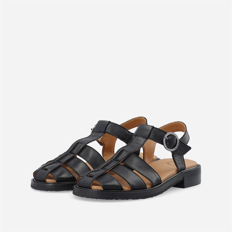 Ca'Shott Womens Casgrace Leather Fisherman Sandals Black - Image 3
