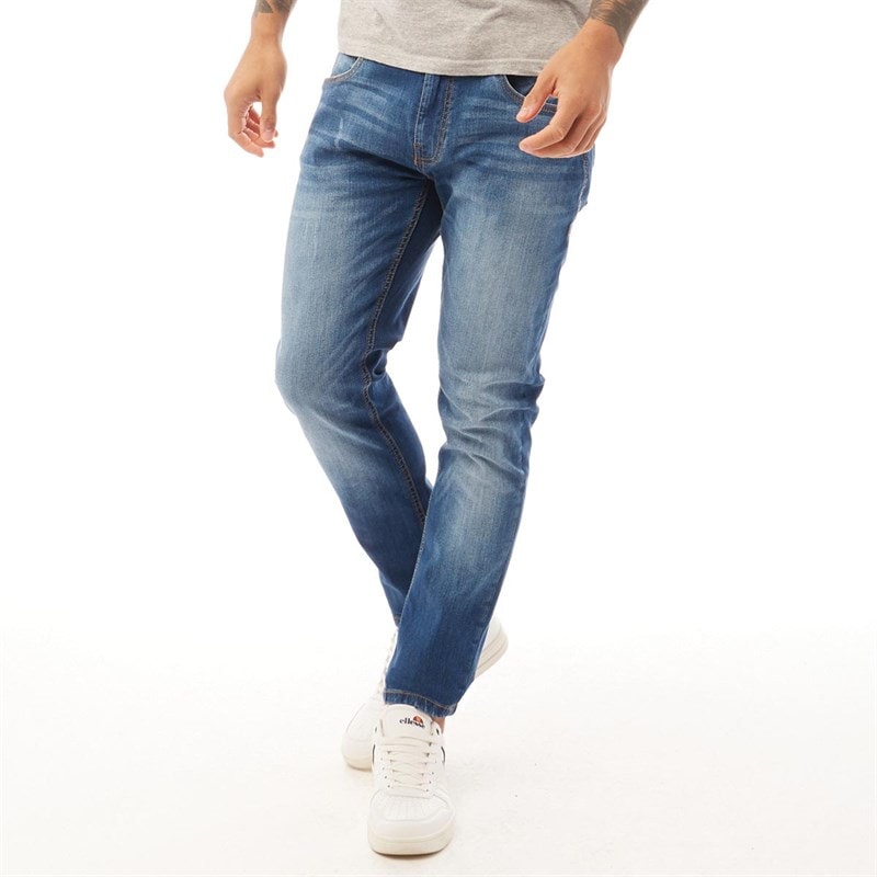 Duck And Cover Mens Tranfold Slim Fit Jeans Stonewash