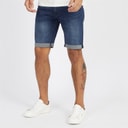 Duck And Cover Mens Zeki Denim Shorts Dark Wash