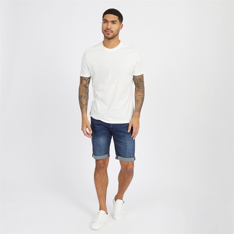 Duck And Cover Mens Zeki Denim Shorts Dark Wash - Image 4