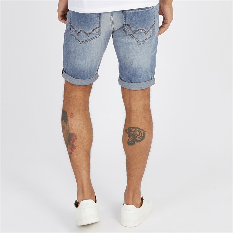 Duck And Cover Mens Zeki Denim Shorts Stone Wash - Image 2