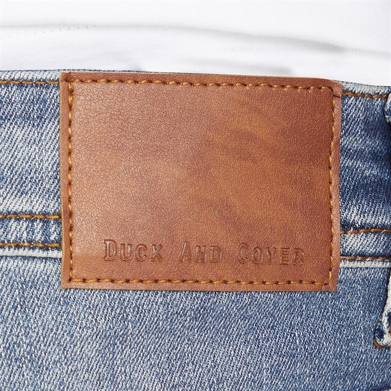 Duck And Cover Mens Zeki Denim Shorts Stone Wash - Image 3