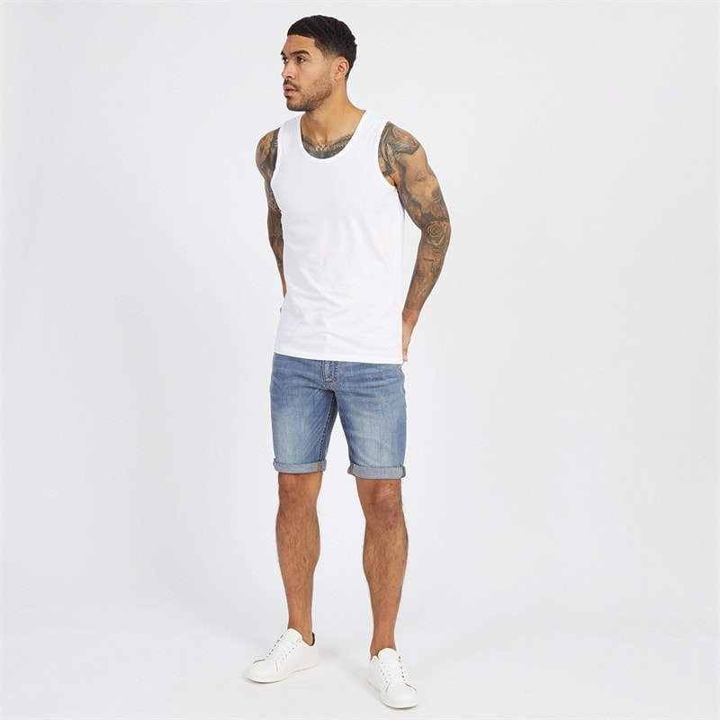 Duck And Cover Mens Zeki Denim Shorts Stone Wash - Image 4