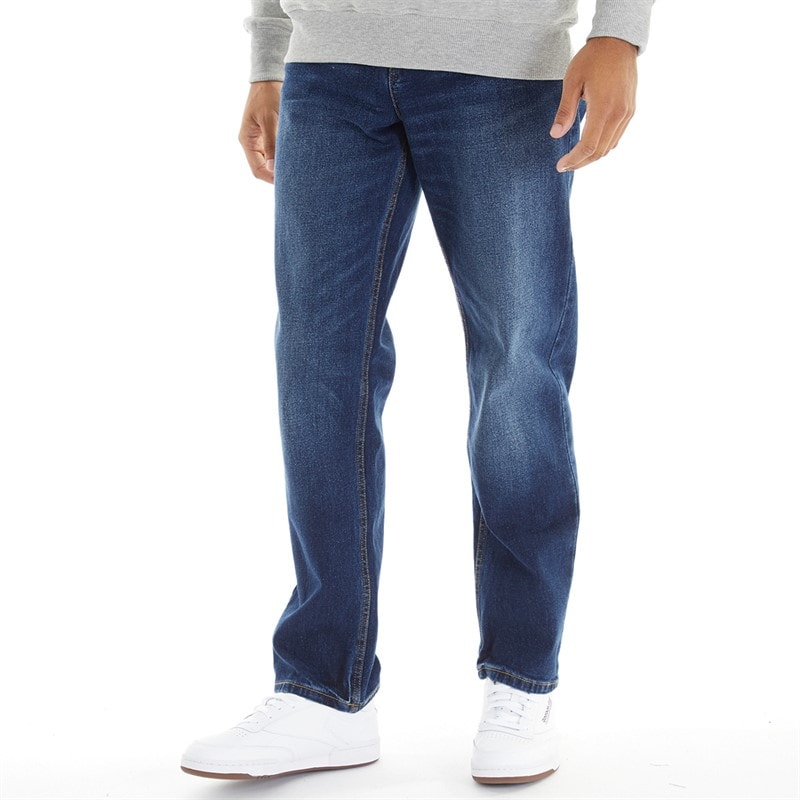 Duck and Cover Mens Rushawn Relaxed Fit Jeans Mid Wash