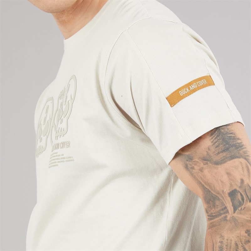 Duck and Cover Mens Deltamans Carbon T-Shirt Light Stone - Image 3