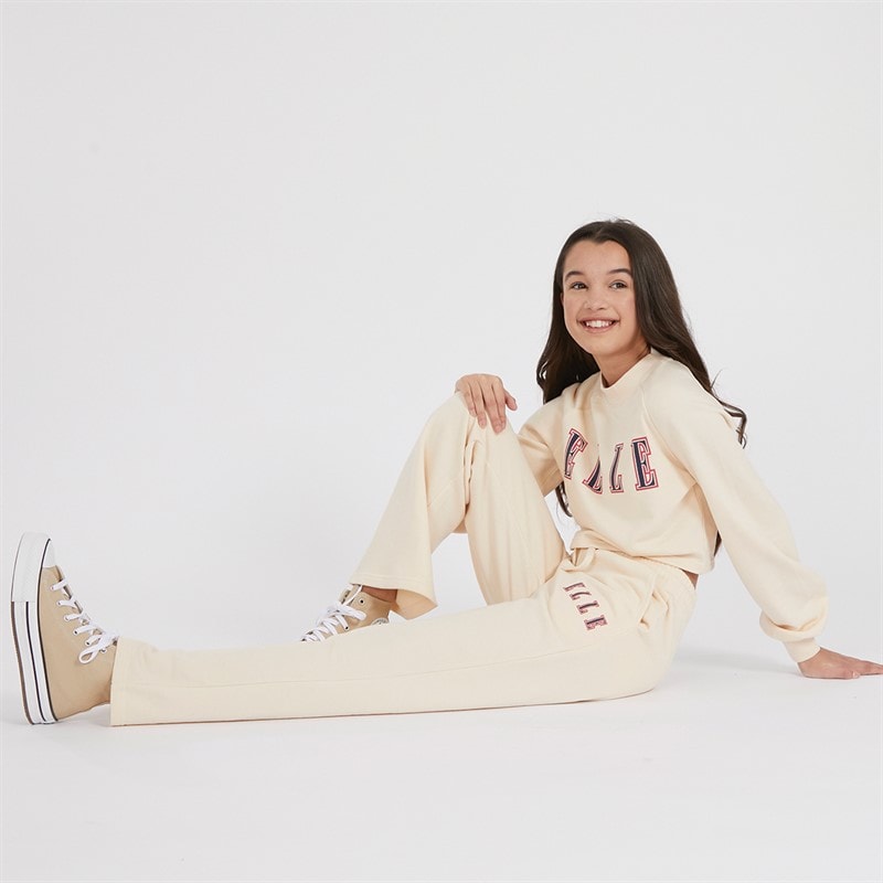 Elle Girls Balloon Sleeve Sweatshirt And Wide Leg Joggers Set Vanilla Cream - Image 3