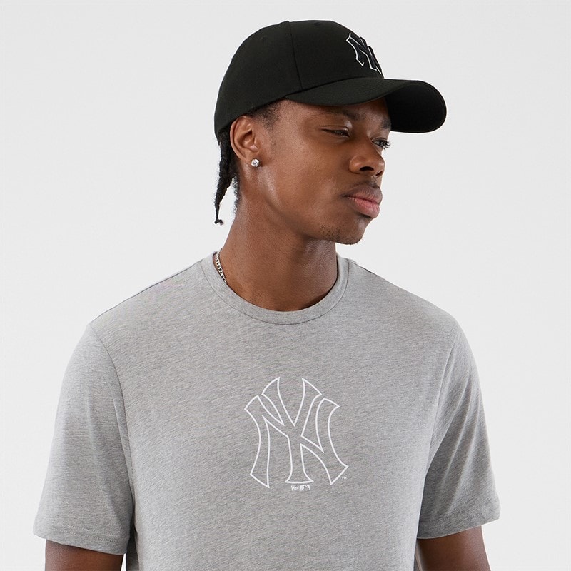 New Era Mens New York Yankees T-Shirt Grey Med - Image 3
