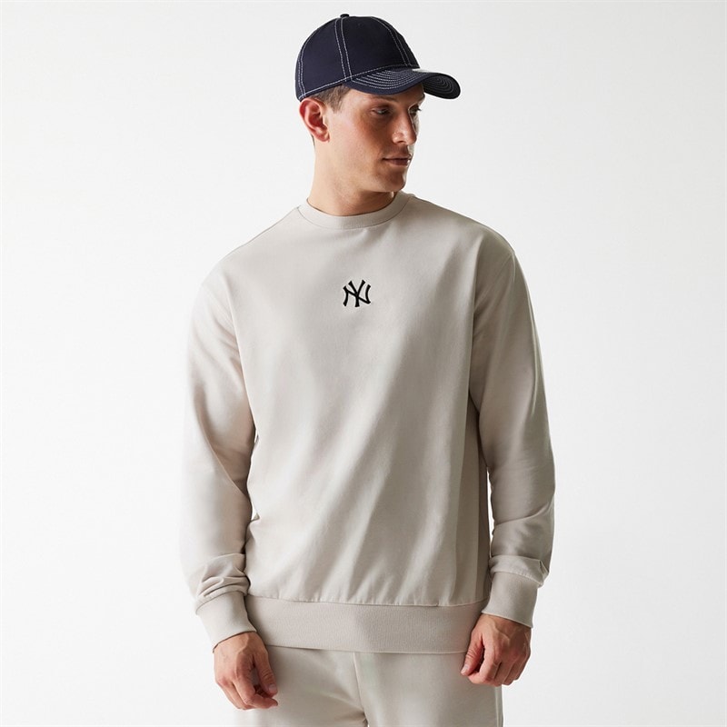 New Era Mens New York Yankees Sweatshirt Light Beige