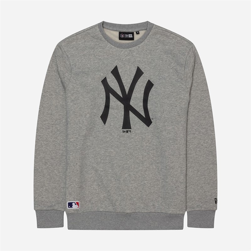 New Era Mens New York Yankees Sweatshirt Heather Grey/White
