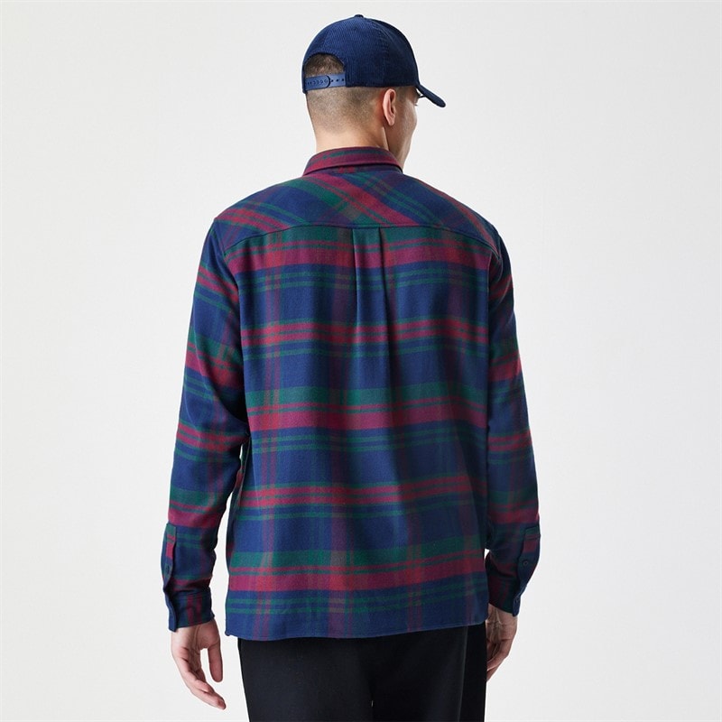 New Era Mens New York Yankees Check Shirt Navy - Image 2