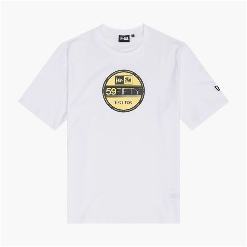 New Era Mens Graphic Sticker T-Shirt White - Image 1