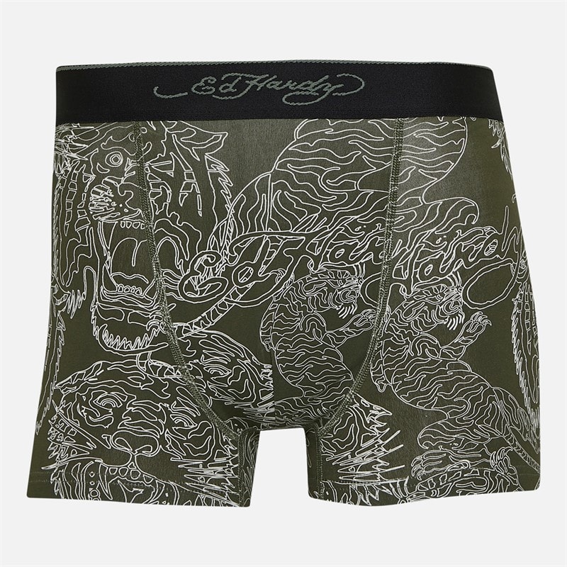 Ed Hardy Mens Harkness Five Pack Boxers Khaki/Khaki Aop/Charcoal Marl/Camo Aop/Black - Image 2