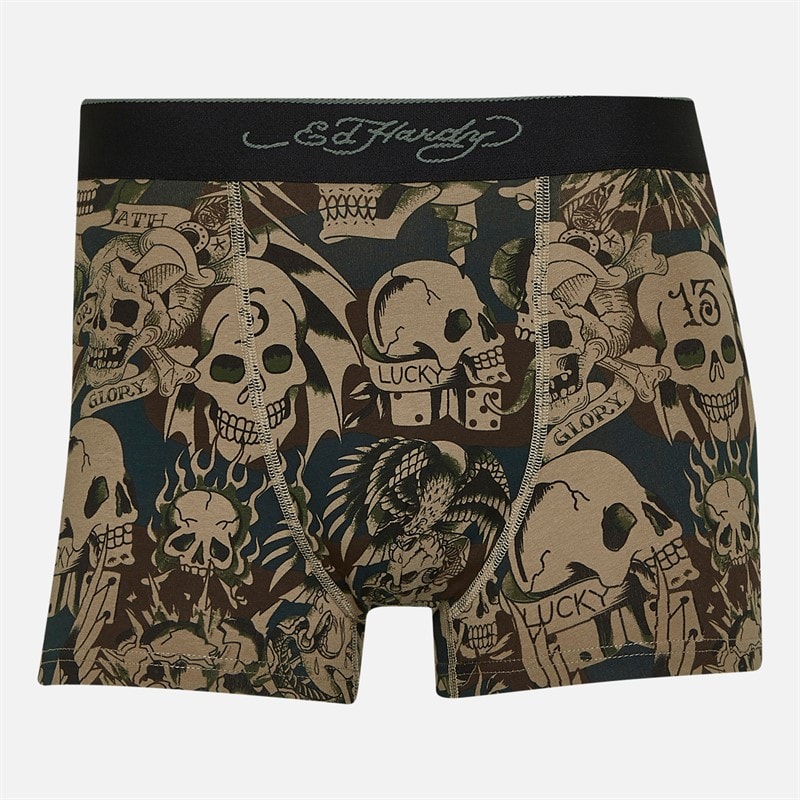 Ed Hardy Mens Harkness Five Pack Boxers Khaki/Khaki Aop/Charcoal Marl/Camo Aop/Black - Image 3