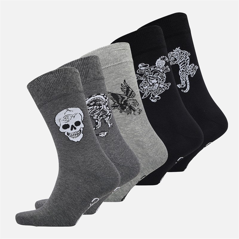 Ed Hardy Mens Glenby Five Pack Dress Socks Mixed - Image 1