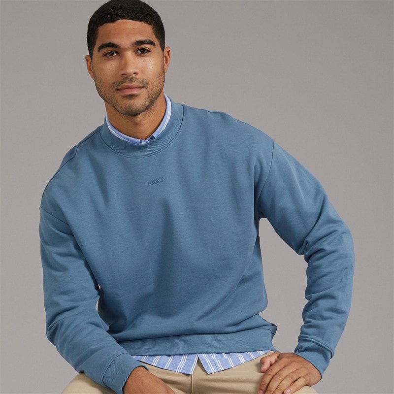 HUGO Mens Dapocrew Sweatshirt Open Blue