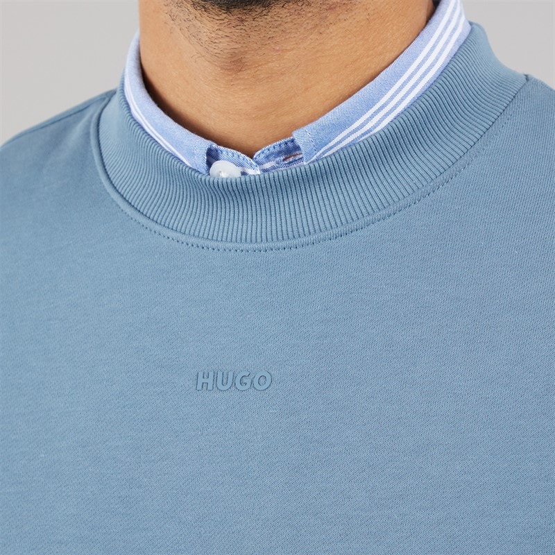 HUGO Mens Dapocrew Sweatshirt Open Blue - Image 3