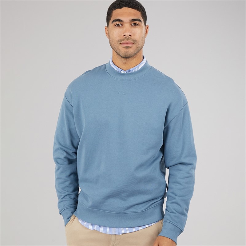 HUGO Mens Dapocrew Sweatshirt Open Blue - Image 5