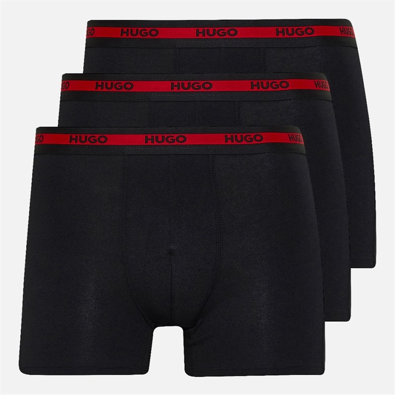 HUGO Mens Planet Three Pack Boxer Briefs Black